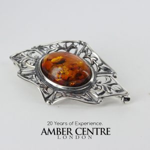 Italian Style German Baltic Amber Elegant Brooch 925 Sterling Silver BD015 RRP£65!!!