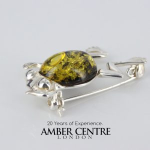 Frog Shaped 925 Silver Handmade Brooch w/ German Baltic Amber BD039 RRP£50!!!