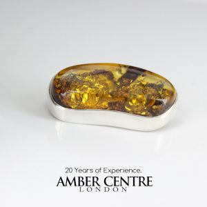 Italian Handmade 925 Silver Elegant Brooch German Baltic Amber BD047 RRP£160!!!