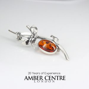 Italian Style Handmade 925Silver Elegant Brooch with German Baltic Amber BD048 RRP£60!!!