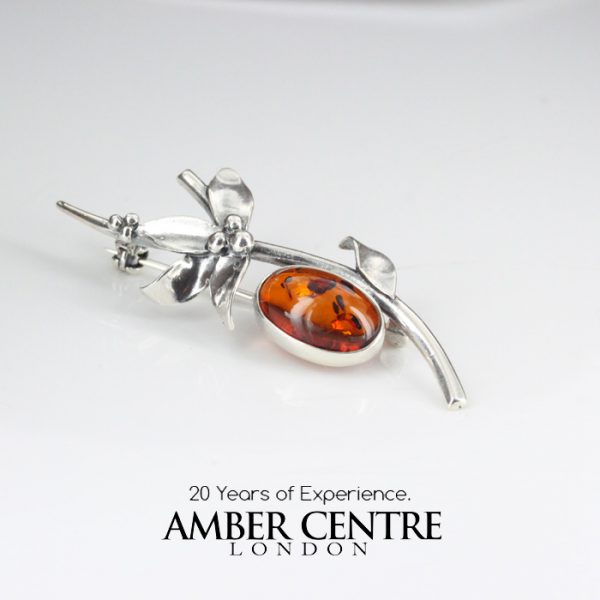 Italian Style Handmade 925Silver Elegant Brooch with German Baltic Amber BD048 RRP£60!!!