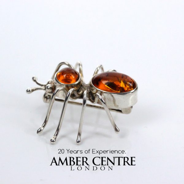 Italian Design Handmade Baltic Amber Spider Brooch in 925 Silver BD053 RRP£65!!!