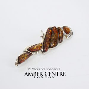 Italian Design Handmade German Baltic Amber Parrot Brooch 925 Silver BD055 RRP£130!!!