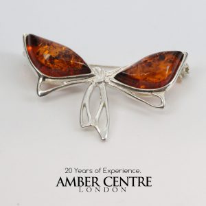 Butterfly Brooch Handmade Italian Design Baltic Amber Elegant 925 Silver BD056 RRP£50!!!