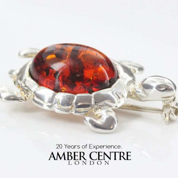 HANDMADE GERMAN BALTIC AMBER 925 SILVER UNIQUE BROOCH BD028 RRP£55!!!