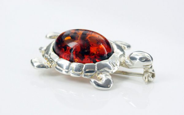 HANDMADE GERMAN BALTIC AMBER 925 SILVER UNIQUE BROOCH BD028 RRP£55!!!