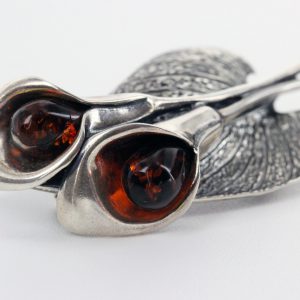 Handmade German Baltic Amber Unique Brooch in 925 Solid Silver BD003 RRP£220!!!