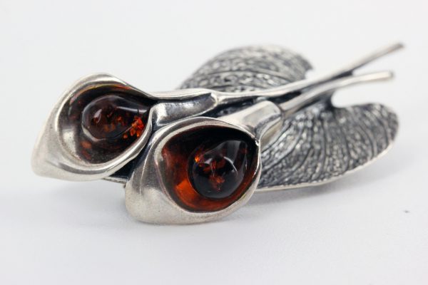 Handmade German Baltic Amber Unique Brooch in 925 Solid Silver BD003 RRP£220!!!