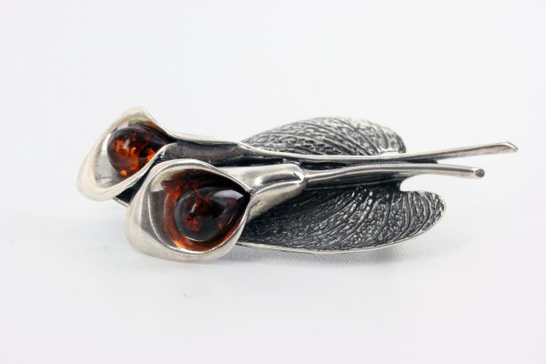 Handmade German Baltic Amber Unique Brooch in 925 Solid Silver BD003 RRP£220!!!