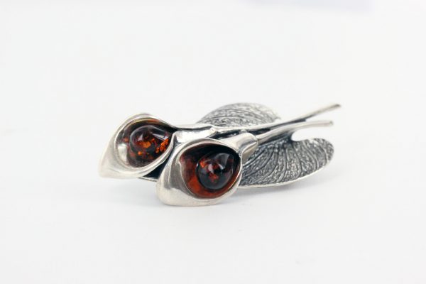 Handmade German Baltic Amber Unique Brooch in 925 Solid Silver BD003 RRP£220!!!