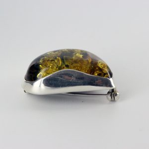 Brooch Green Baltic German Amber Handmade Sterling Silver BD014 RRP£100!!