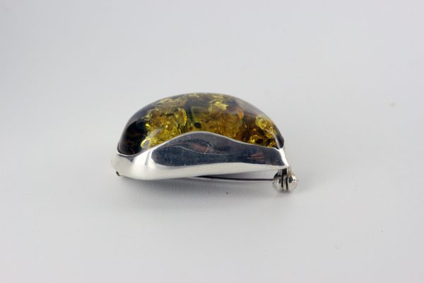 Brooch Green Baltic German Amber Handmade Sterling Silver BD014 RRP£100!!
