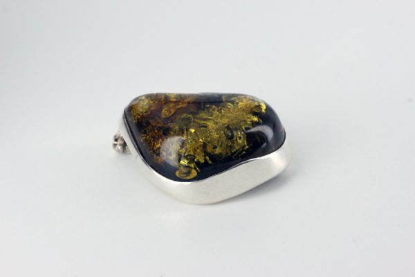 Brooch Green Baltic German Amber Handmade Sterling Silver BD014 RRP£100!!