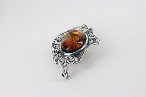 Italian Style German Baltic Amber Elegant Brooch 925 Sterling Silver BD015 RRP£65!!!