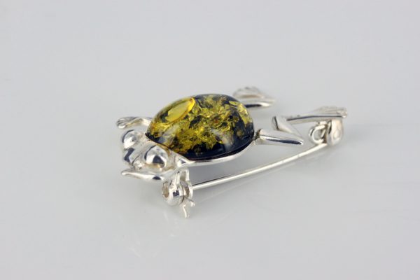 Frog Shaped 925 Silver Handmade Brooch w/ German Baltic Amber BD039 RRP£50!!!