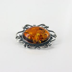 German Baltic Amber Handmade Classic 925 Silver Elegant Brooch BD043 RRP£50!!!