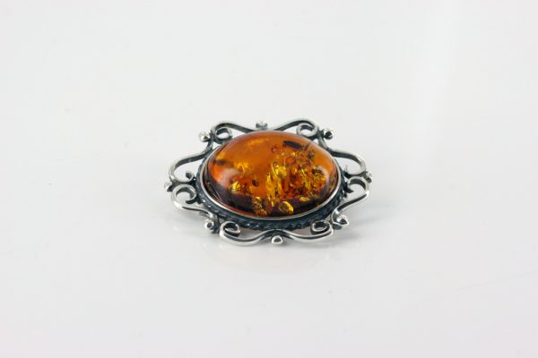 German Baltic Amber Handmade Classic 925 Silver Elegant Brooch BD043 RRP£50!!!