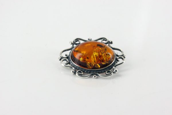 German Baltic Amber Handmade Classic 925 Silver Elegant Brooch BD043 RRP£50!!!