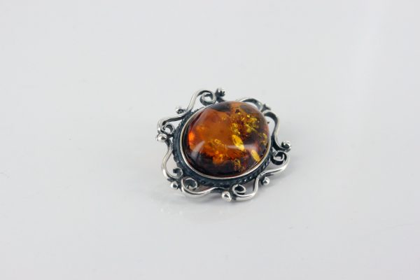 German Baltic Amber Handmade Classic 925 Silver Elegant Brooch BD043 RRP£50!!!