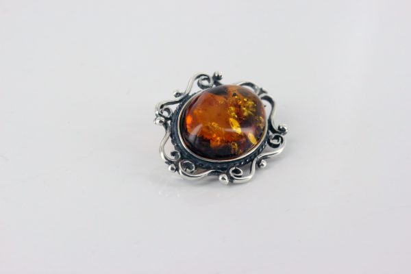 German Baltic Amber Handmade Classic 925 Silver Elegant Brooch BD043 RRP£50!!!