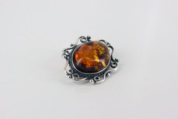 German Baltic Amber Handmade Classic 925 Silver Elegant Brooch BD043 RRP£50!!!