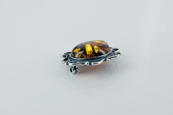 German Baltic Amber Handmade Classic 925 Silver Elegant Brooch BD043 RRP£50!!!