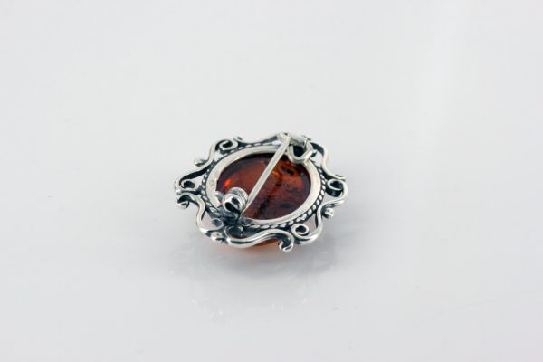 German Baltic Amber Handmade Classic 925 Silver Elegant Brooch BD043 RRP£50!!!