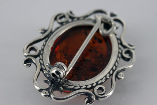 German Baltic Amber Handmade Classic 925 Silver Elegant Brooch BD043 RRP£50!!!