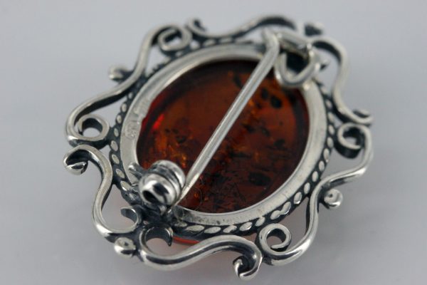 German Baltic Amber Handmade Classic 925 Silver Elegant Brooch BD043 RRP£50!!!