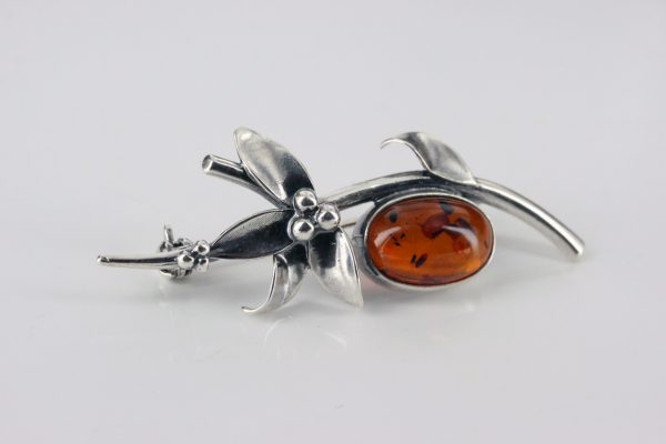 Italian Style Handmade 925Silver Elegant Brooch with German Baltic Amber BD048 RRP£60!!!