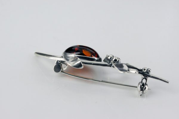 Italian Style Handmade 925Silver Elegant Brooch with German Baltic Amber BD048 RRP£60!!!