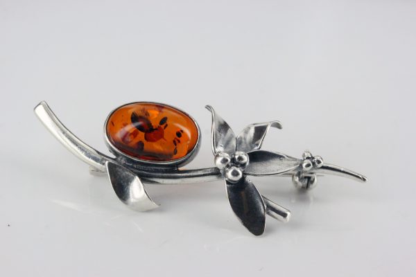 Italian Style Handmade 925Silver Elegant Brooch with German Baltic Amber BD048 RRP£60!!!