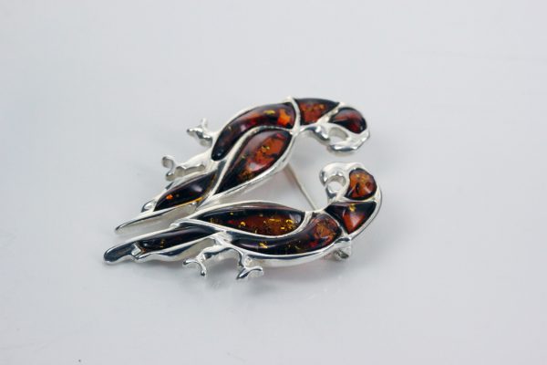 Handmade German Baltic Amber Parrot Unique Brooch in 925 Silver BD052 RRP£120!!!