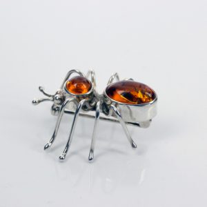 Italian Design Handmade Baltic Amber Spider Brooch in 925 Silver BD053 RRP£65!!!