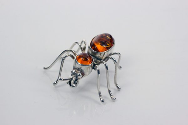 Italian Design Handmade Baltic Amber Spider Brooch in 925 Silver BD053 RRP£65!!!