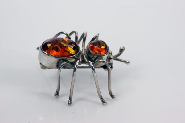 Italian Design Handmade Baltic Amber Spider Brooch in 925 Silver BD053 RRP£65!!!