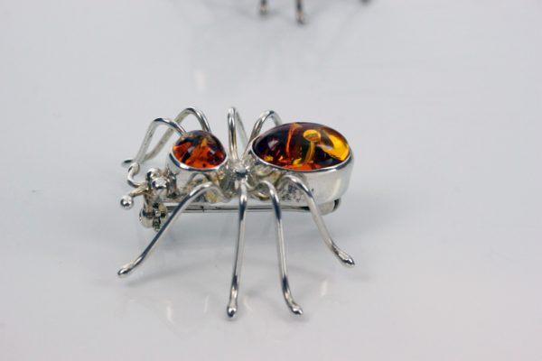 Italian Design Handmade Baltic Amber Spider Brooch in 925 Silver BD053 RRP£65!!!