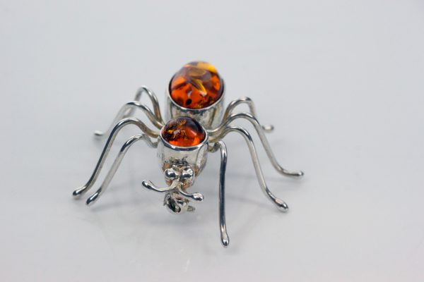 Italian Design Handmade Baltic Amber Spider Brooch in 925 Silver BD053 RRP£65!!!