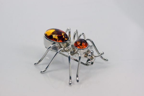 Italian Design Handmade Baltic Amber Spider Brooch in 925 Silver BD053 RRP£65!!!