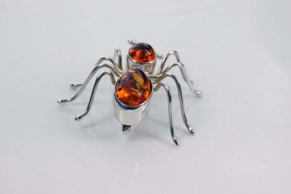 Italian Design Handmade Baltic Amber Spider Brooch in 925 Silver BD053 RRP£65!!!