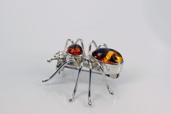 Italian Design Handmade Baltic Amber Spider Brooch in 925 Silver BD053 RRP£65!!!