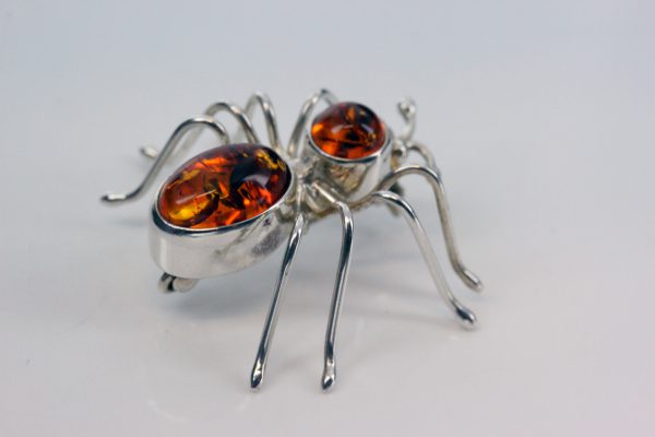 Italian Design Handmade Baltic Amber Spider Brooch in 925 Silver BD053 RRP£65!!!