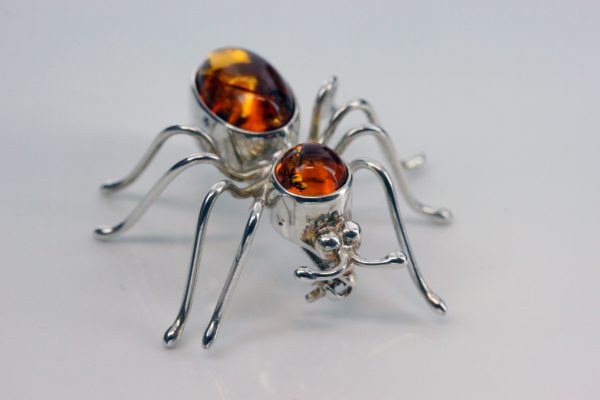 Italian Design Handmade Baltic Amber Spider Brooch in 925 Silver BD053 RRP£65!!!