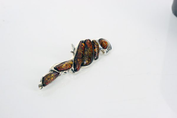 Italian Design Handmade German Baltic Amber Parrot Brooch 925 Silver BD055 RRP£130!!!