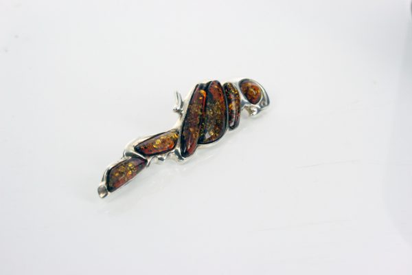 Italian Design Handmade German Baltic Amber Parrot Brooch 925 Silver BD055 RRP£130!!!