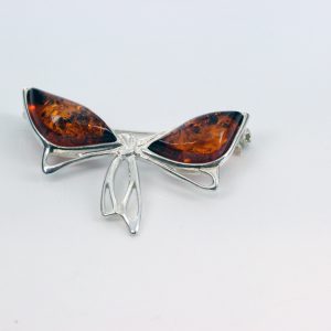 Butterfly Brooch Handmade Italian Design Baltic Amber Elegant 925 Silver BD056 RRP£50!!!