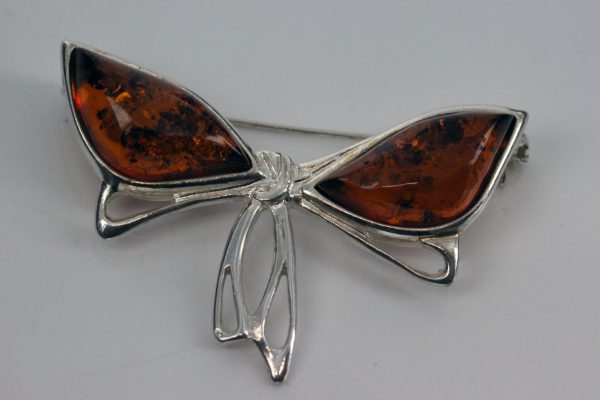 Butterfly Brooch Handmade Italian Design Baltic Amber Elegant 925 Silver BD056 RRP£50!!!