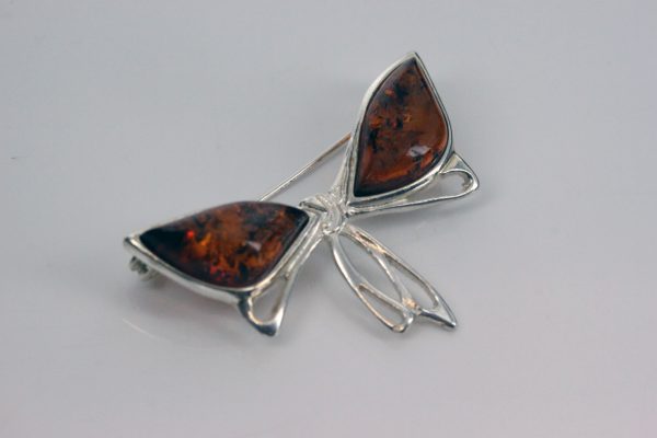 Butterfly Brooch Handmade Italian Design Baltic Amber Elegant 925 Silver BD056 RRP£50!!!