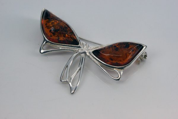 Butterfly Brooch Handmade Italian Design Baltic Amber Elegant 925 Silver BD056 RRP£50!!!