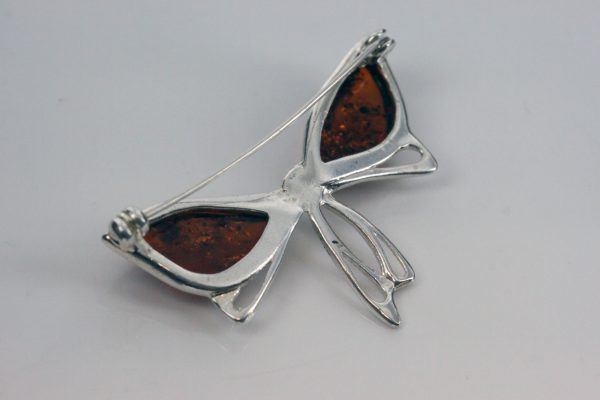 Butterfly Brooch Handmade Italian Design Baltic Amber Elegant 925 Silver BD056 RRP£50!!!